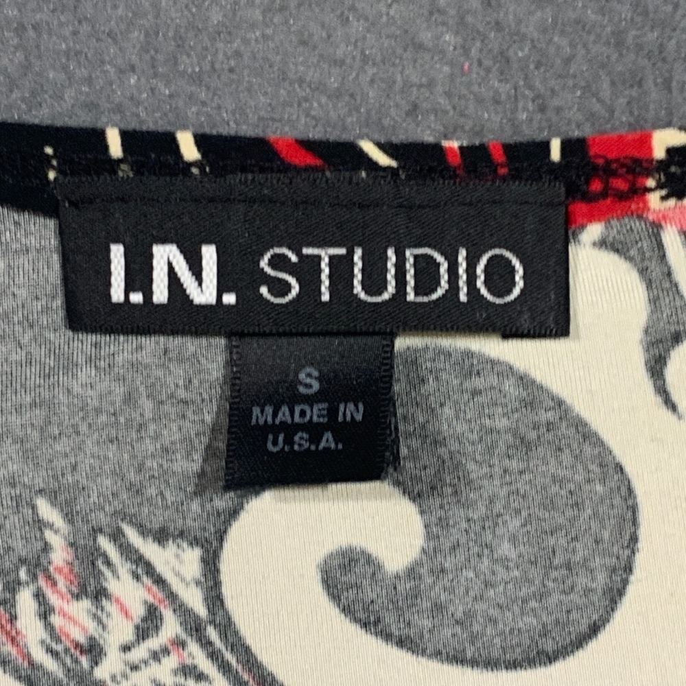 Y2K‎ IN Studio Womens Black Red Floral Paisley V-Neck Empire Waist Tunic Top S - Picture 2 of 7